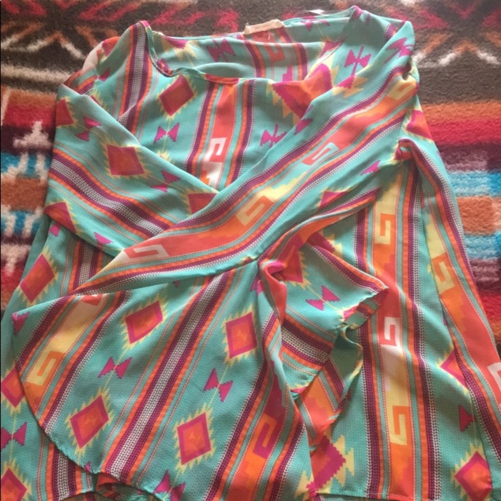 Aztec bell sleeve shirt